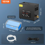 VEVOR 6 l ultraskaņas tīrītājs, 180 W digitāla ultraskaņas tīrīšanas iekārta ar saudzīgo režīmu un uzlabotu degazēšanu, 40 kHz industriāls ultraskaņas tīrītājs ar sildīšanu un taimeri retainieru, juvelierizstrādājumu un instrumentu tīrīšanai