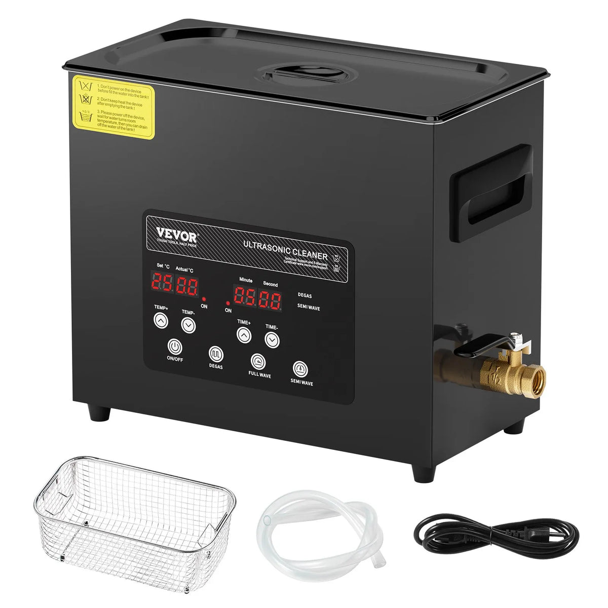 VEVOR 6 l ultraskaņas tīrītājs, 180 W digitāla ultraskaņas tīrīšanas iekārta ar saudzīgo režīmu un uzlabotu degazēšanu, 40 kHz industriāls ultraskaņas tīrītājs ar sildīšanu un taimeri retainieru, juvelierizstrādājumu un instrumentu tīrīšanai
