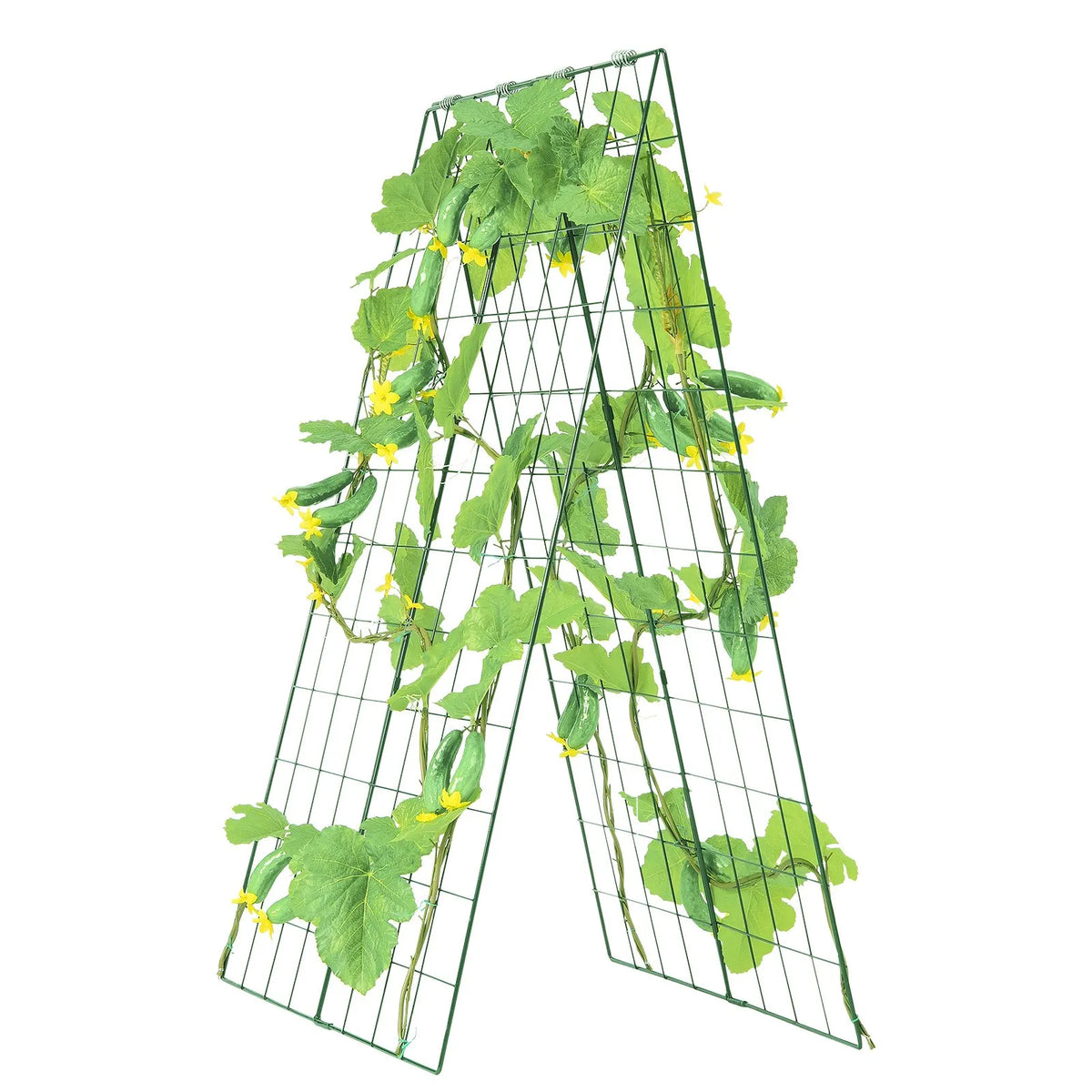 VEVOR gurķu režģis kāpjošiem augiem 116,8 × 81,3 cm, salokāms metāla dārza režģis ar augu klipšiem, augu balsts paaugstinātām dobēm gurķiem, tomātiem, ķirbjiem un dārzeņiem