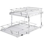 VEVOR 2 līmeņu izvelkams skapja organizators, 510 × 535 × 380 mm, smagā tipa tērauda izvelkamie plaukti ar bīdāmiem mehānismiem, uzglabāšanas atvilktnes mājai, uzstādīšanas izmērs 546 × 560 × 457 mm