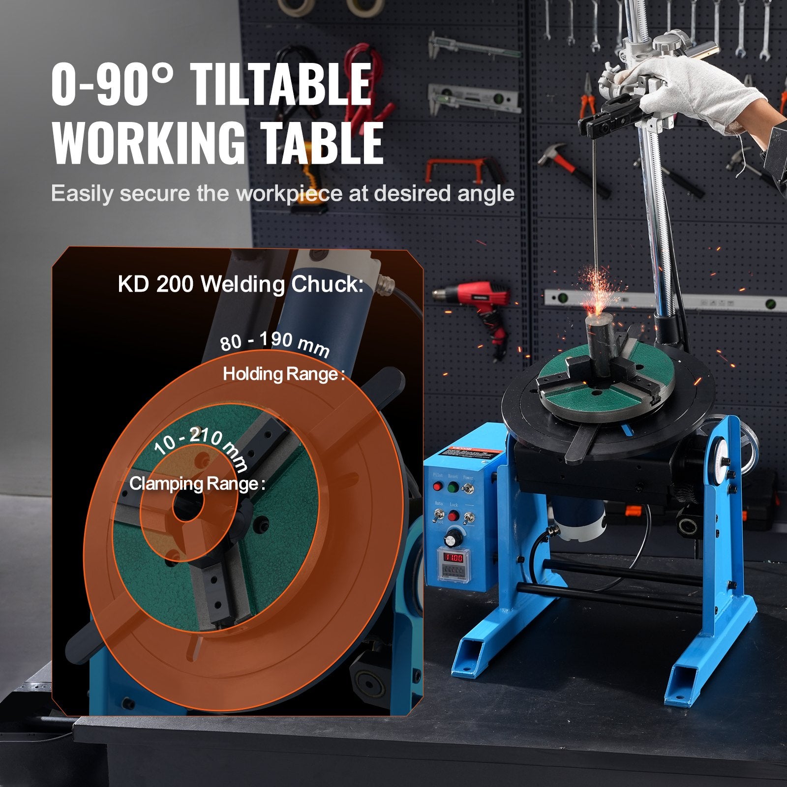 VEVOR metināšanas pozicionētājs 30 kg, 0–90° rotējošs galds, 1–12 apgr./min