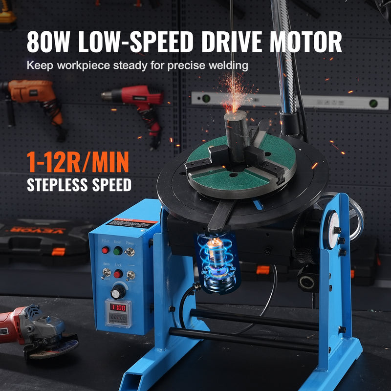 VEVOR welding positioner 30 kg, 0-90° rotary table, 1-12 rpm