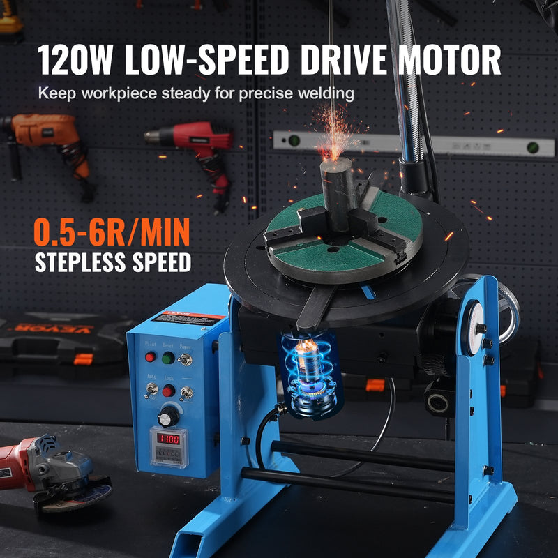 VEVOR welding positioner 50 kg, 0-90° rotary table, 0,5-6 rpm