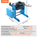 VEVOR welding positioner 50 kg, 0-90° rotary table, 0,5-6 rpm