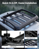 VEVOR jumta bagāžas grozs, 965 × 965 × 142 mm, universāls smagas slodzes jumta bagāžas grozs, kravnesība līdz 68 kg, visiem laikapstākļiem piemērots auto jumta bagāžas turētājs, piemērots šķērsstieņiem līdz 90 × 50 mm, SUV un pikapiem