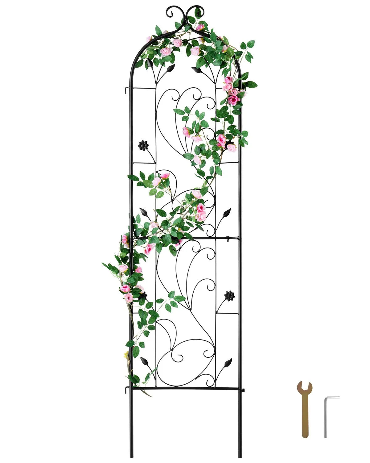 VEVOR dārza režģis kāpjošiem augiem 152,4 × 38,1 cm, rūsas izturīgs metāla režģis rozēm, klematēm un gurķiem, dekoratīvs augsts augu balsts dārzam, pagalmam un zālienam