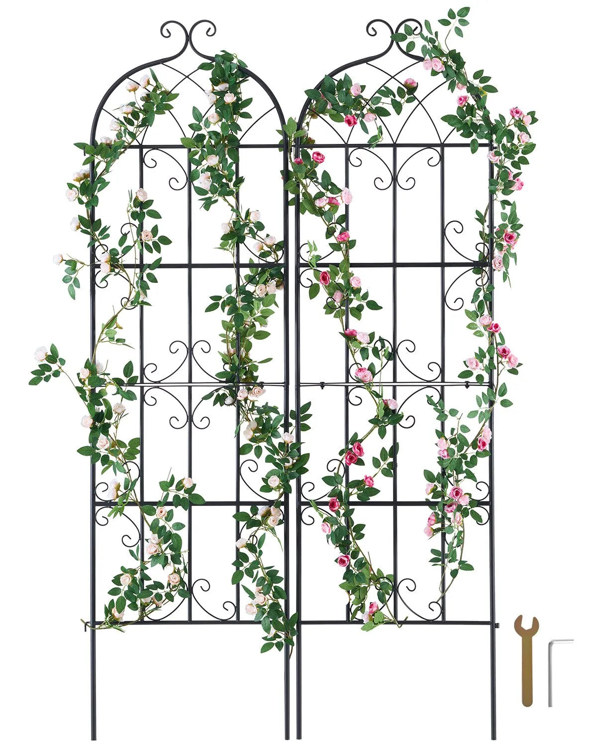 VEVOR dārza režģis kāpjošiem augiem 180 × 50,8 cm, 2 gab., rūsas izturīgs metāla dārza režģis rozēm, klematēm un gurķiem, dekoratīvs augu balsts dārzam, pagalmam un zālienam