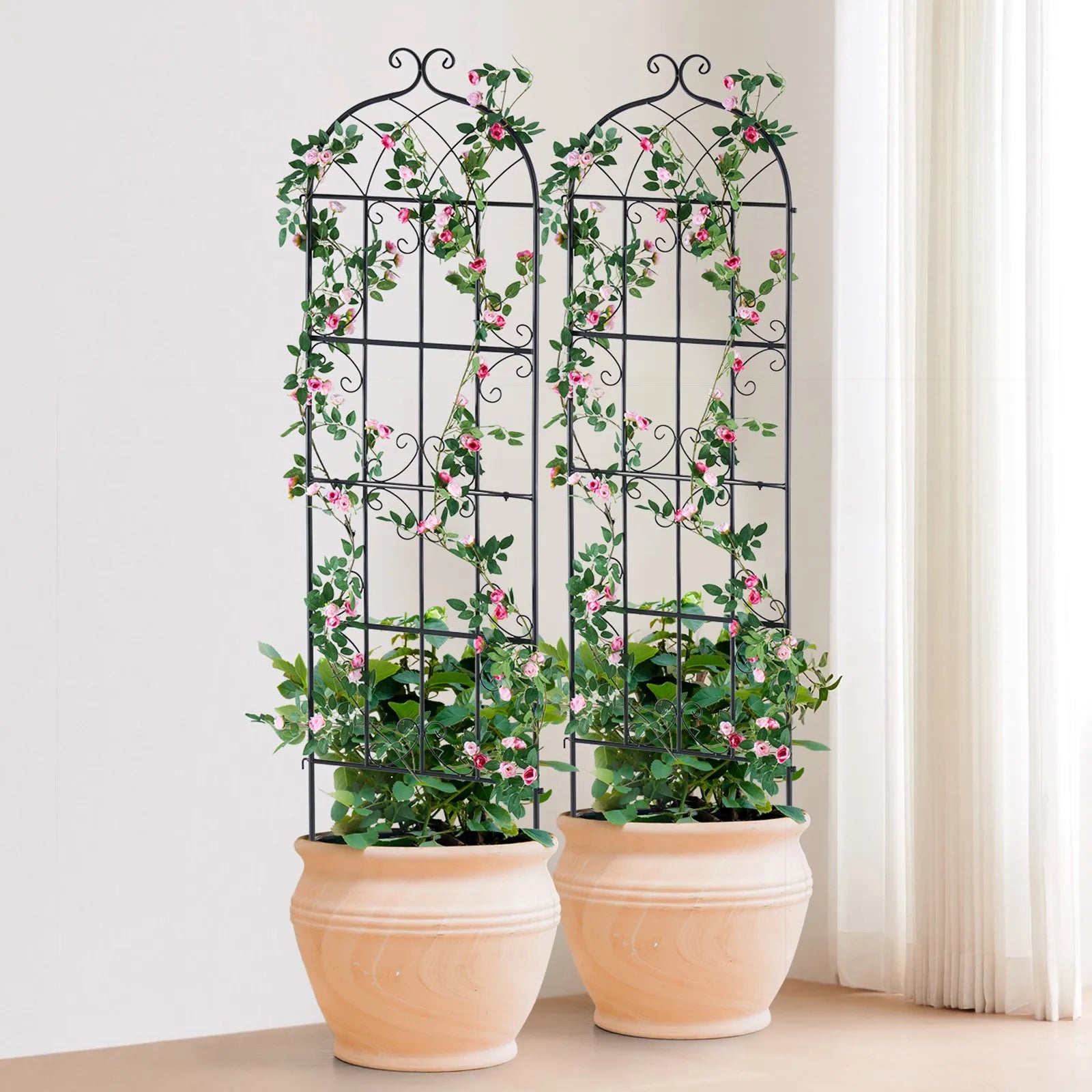 VEVOR dārza režģis kāpjošiem augiem 180 × 50,8 cm, 2 gab., rūsas izturīgs metāla dārza režģis rozēm, klematēm un gurķiem, dekoratīvs augu balsts dārzam, pagalmam un zālienam
