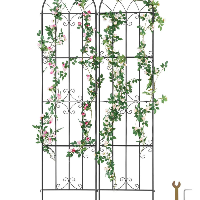 VEVOR dārza režģis kāpjošiem augiem 221 × 50,8 cm, 2 gab., rūsas izturīgs metāla dārza režģis rozēm, klematēm un gurķiem, dekoratīvs augu balsts dārzam, pagalmam un zālienam