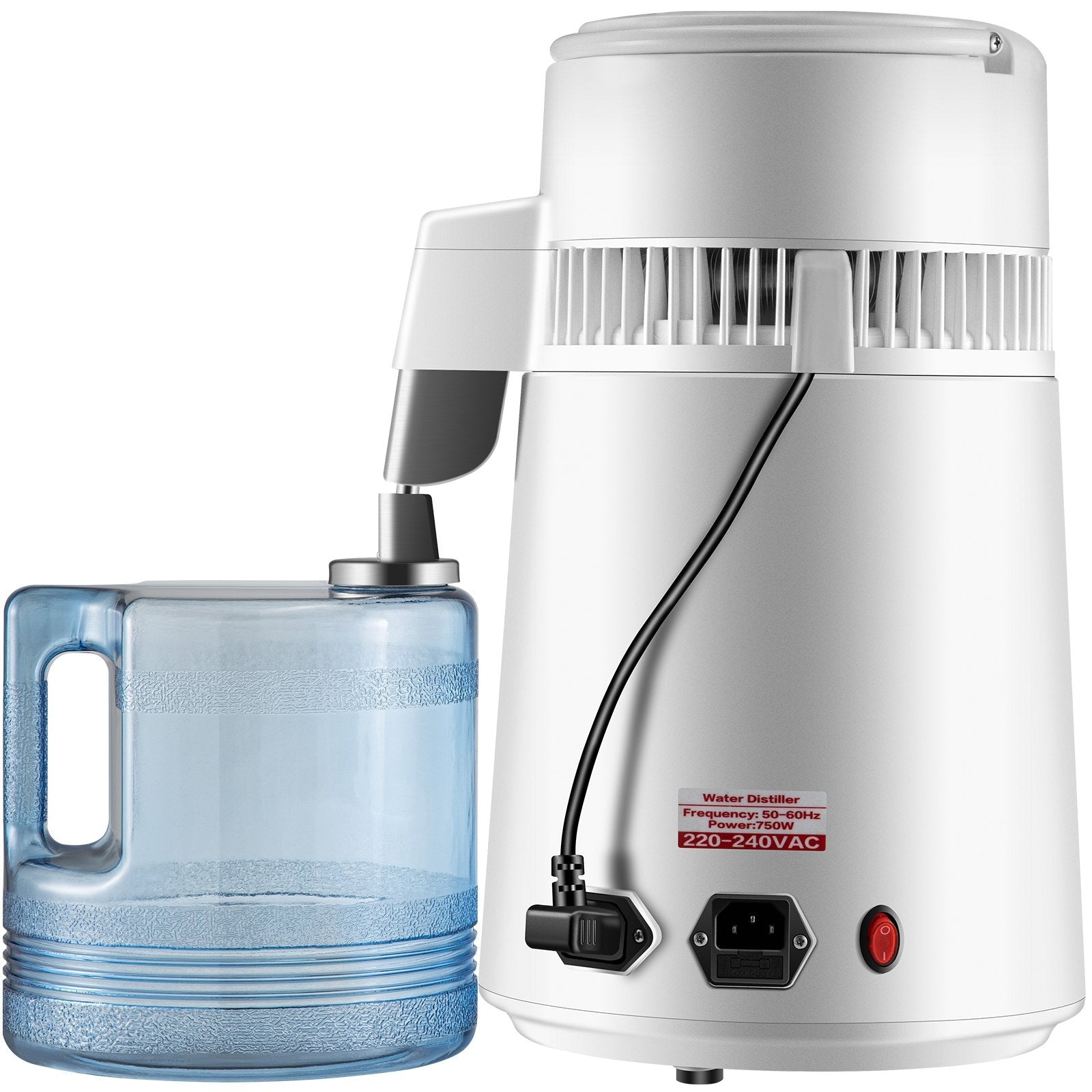 4L VEVOR 750W 220V Tīra Ūdens Destilators – 1L/h Ūdens Attīrītājs ar Filtru