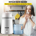 4L VEVOR 750W 220V Tīra Ūdens Destilators – 1L/h Ūdens Attīrītājs ar Filtru