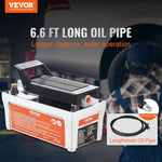 VEVOR Pneimatiskais hidrauliskais kājas sūknis 689 bar, 1,9 L eļļas tvertne, 10 mm NPT eļļas izeja, 6,4 mm NPT ieplūde, 2 m šļūtene, pelēks, paredzēts automobiļu rāmja presēm un vilkšanas stendiem