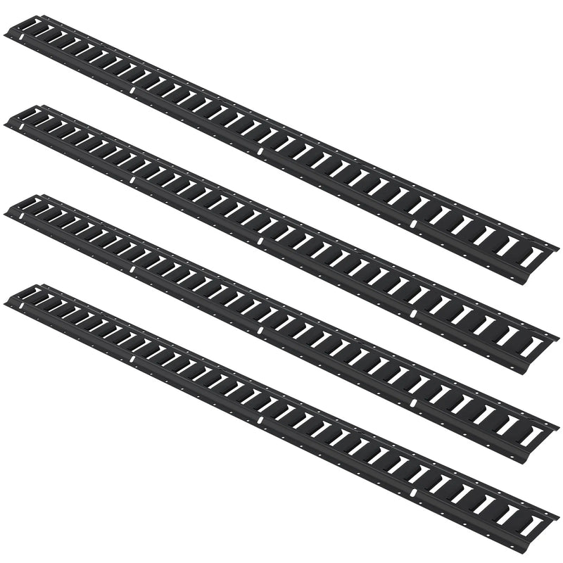 E sliedes stiprināšanas komplekts, 30 gab., 152,4 cm, ietver 4 tērauda sliedes, 2 vienvietīgās ligzdas, 8 O-veida gredzenus, 8 stiprinājumus ar D-veida gredzenu un 8 gala vāciņus, paredzēts kravas, motociklu un velosipēdu nostiprināšanai