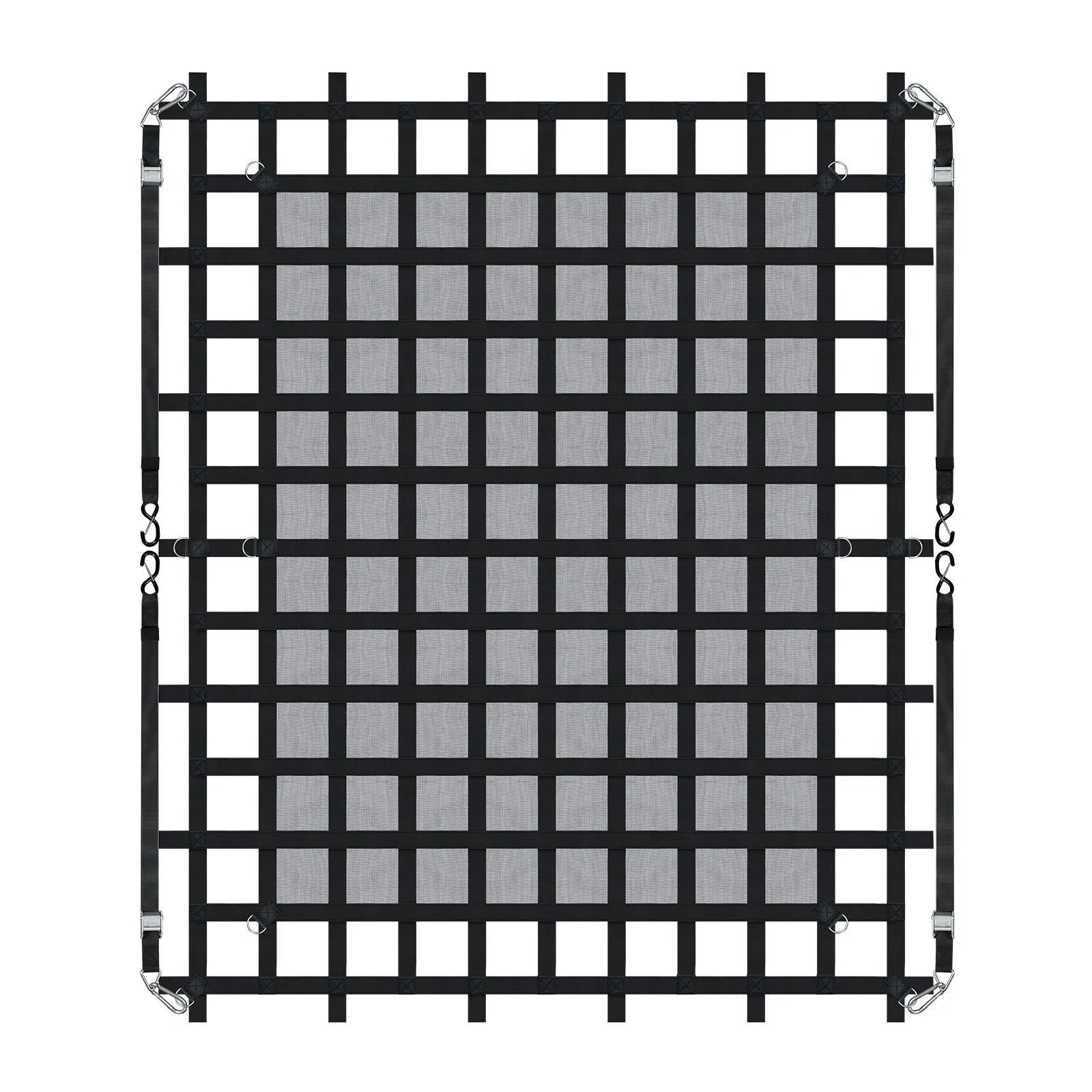 Smagsvara kravas tīkls 244 × 206 cm ar regulējamām sprādzēm un S-veida āķiem