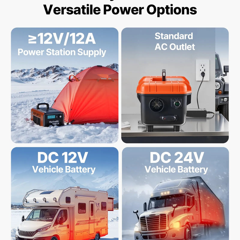Dīzeļdegvielas sildītājs, 8 kW, 220V un DC 12 V, pārnēsājams viengabala gaisa sildītājs ar tālvadību un LCD ekrānu, ātra uzsildīšana, zems trokšņa līmenis, 4 l degvielas tvertne, piemērots kravas auto, furgoniem, kemperiem un garāžām