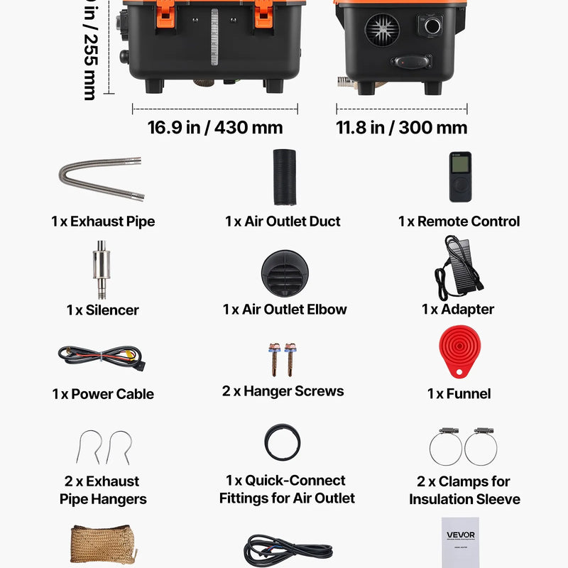 Dīzeļdegvielas sildītājs, 8 kW, 220V un DC 12 V, pārnēsājams viengabala gaisa sildītājs ar tālvadību un LCD ekrānu, ātra uzsildīšana, zems trokšņa līmenis, 4 l degvielas tvertne, piemērots kravas auto, furgoniem, kemperiem un garāžām