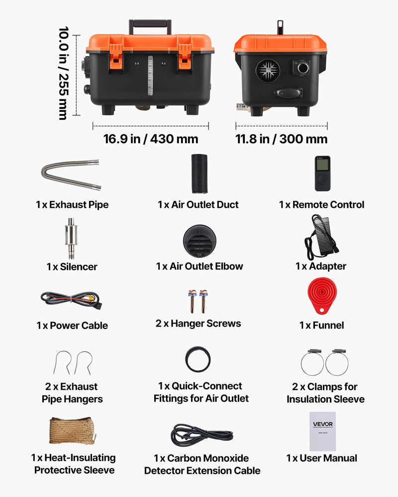 Dīzeļdegvielas sildītājs, 8 kW, 220V un DC 12 V, pārnēsājams viengabala gaisa sildītājs ar tālvadību un LCD ekrānu, ātra uzsildīšana, zems trokšņa līmenis, 4 l degvielas tvertne, piemērots kravas auto, furgoniem, kemperiem un garāžām