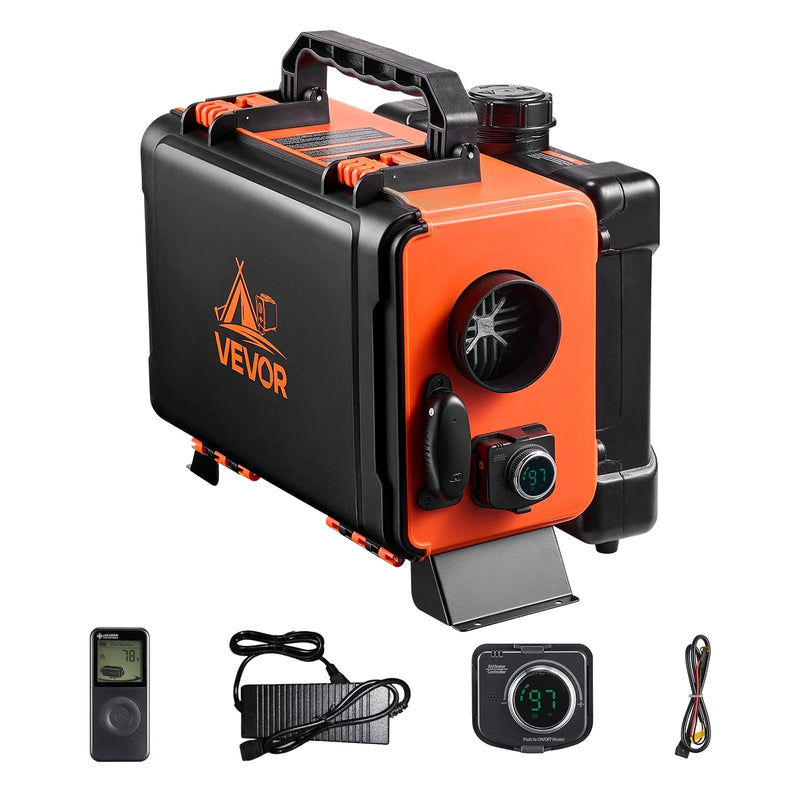 Dīzeļdegvielas sildītājs, 8 kW, 220V un DC 12 V, pārnēsājams viengabala gaisa sildītājs ar tālvadību un LCD ekrānu, ātra uzsildīšana, zems trokšņa līmenis, 4,5 l degvielas tvertne, piemērots kravas auto, furgoniem un kemperiem