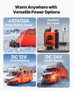 Dīzeļdegvielas sildītājs, 8 kW, 220V un DC 12 V, pārnēsājams viengabala gaisa sildītājs ar tālvadību un LCD ekrānu, ātra uzsildīšana, zems trokšņa līmenis, 4,5 l degvielas tvertne, piemērots kravas auto, furgoniem un kemperiem