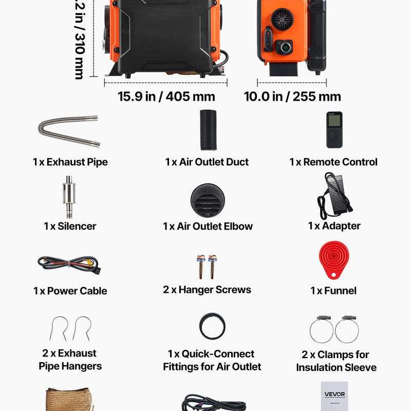 Dīzeļdegvielas sildītājs, 8 kW, 220V un DC 12 V, pārnēsājams viengabala gaisa sildītājs ar tālvadību un LCD ekrānu, ātra uzsildīšana, zems trokšņa līmenis, 4,5 l degvielas tvertne, piemērots kravas auto, furgoniem un kemperiem