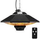 VEVOR piekaramais terases sildītājs 2000 W, elektriskais infrasarkanais sildītājs ar tālvadības pulti, piemērots lietošanai iekštelpās un ārā, IP34 aizsardzība, ar vilkšanas auklu un regulējamu ķēdi, paredzēts lievenim, terasei, ēdamistabai vai studijai