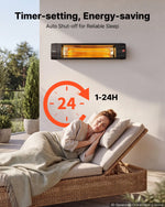 VEVOR infrasarkanais sildītājs 2500W, 3 režīmi, taimeris, melns
