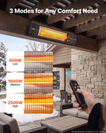 VEVOR infrasarkanais sildītājs 2500W ar statīvu un tālvadību, melns