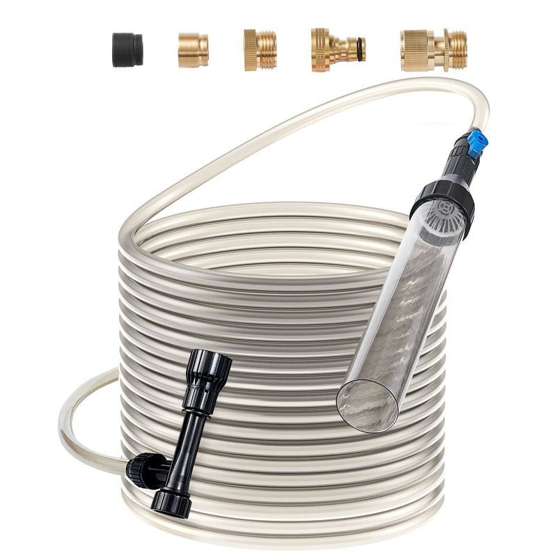 VEVOR Akvārija grants tīrītājs ar 15,2 m PVC šļūteni un 3 misiņa adapteriem