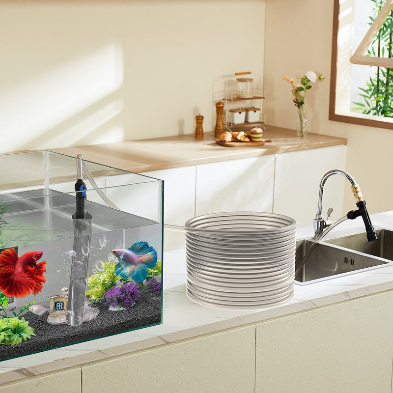 VEVOR Akvārija grants tīrītājs ar 15,2 m PVC šļūteni un 3 misiņa adapteriem