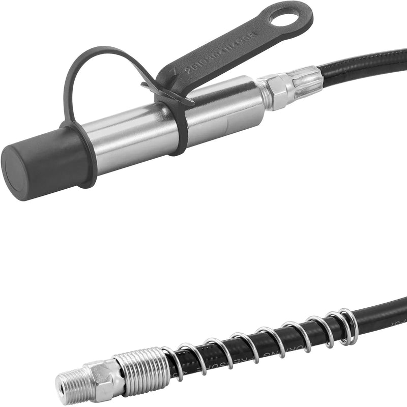 Smērvielas pistoles sakabe 10000 PSI, augstspiediena, 3-žokļu fiksācija, ātrā atbrīvošana, ar šļūteni, Zerk savienojumu tīrītāju un hermētisku vāciņu, saderīga ar visām smērvielas pistolēm 3,2 mm NPT savienojumiem