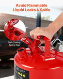 VEVOR drošības degvielas kanna 9,5 l, II tipa benzīna kanna ar nerūsējošā tērauda liesmas slāpētāju, pašnoslēdzošu vāku un elastīgu metāla uzgali, oglekļa tērauda uzliesmojošu šķidrumu uzglabāšanas tvertne ar ergonomisku rokturi