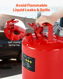 VEVOR drošības degvielas kanna 19 l, II tipa benzīna kanna ar nerūsējošā tērauda liesmas slāpētāju, pašnoslēdzošu vāku un elastīgu metāla uzgali, oglekļa tērauda uzliesmojošu šķidrumu uzglabāšanas tvertne ar ergonomisku rokturi