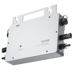 VEVOR tīklam pieslēdzams saules mikroinvertors, 600 W, saules mikroinvertors ar IP67 ūdensizturību, alumīnija sakausējuma korpuss, DC darba spriegums 18–50 V, ar lietotnes (APP) Wi-Fi antenu un barošanas kabeli, paredzēts saules paneļu sistēmām.