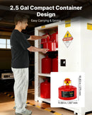 VEVOR drošības degvielas kanna 9,5 l, I tipa benzīna kanna sarkanā krāsā ar nerūsējošā tērauda liesmas slāpētāju, pašnoslēdzošu vāku un PE piltuvi, oglekļa tērauda uzliesmojošu šķidrumu uzglabāšanas tvertne ar ergonomisku rokturi