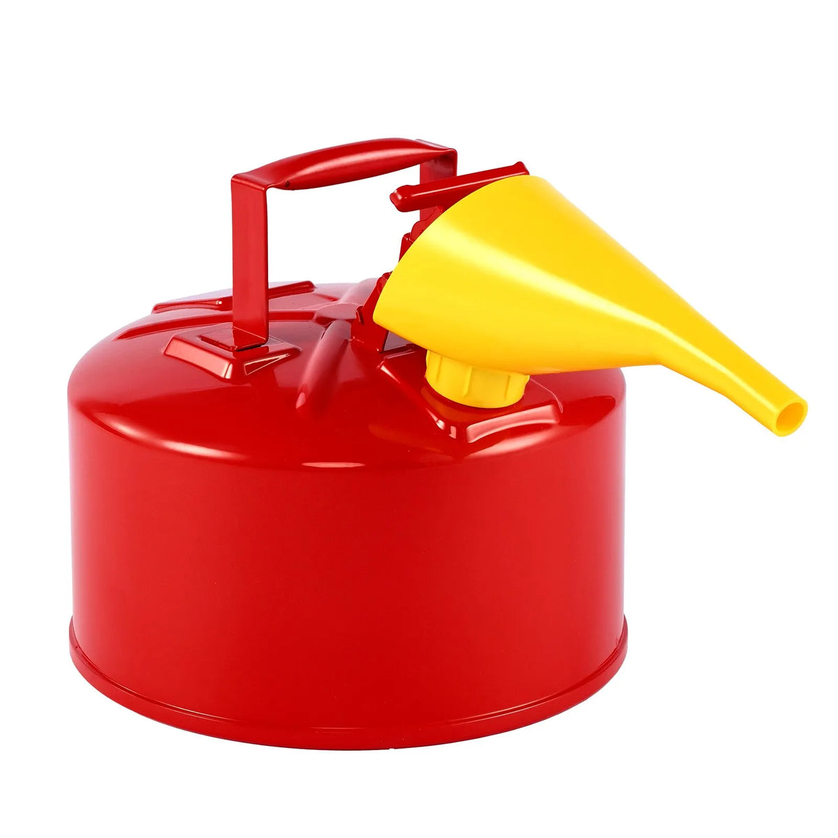 VEVOR drošības degvielas kanna 9,5 l, I tipa benzīna kanna sarkanā krāsā ar nerūsējošā tērauda liesmas slāpētāju, pašnoslēdzošu vāku un PE piltuvi, oglekļa tērauda uzliesmojošu šķidrumu uzglabāšanas tvertne ar ergonomisku rokturi
