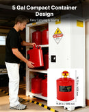 VEVOR drošības degvielas kanna, 19 l I tipa benzīna kanna ar nerūsējošā tērauda liesmas slāpētāju, pašnoslēdzošu vāku un PE piltuvi, no oglekļa tērauda izgatavots uzliesmojošas degvielas uzglabāšanas konteiners ar ergonomisku rokturi