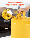 VEVOR drošības degvielas kanna 19 l, I tipa dīzeļdegvielas kanna dzeltenā krāsā ar nerūsējošā tērauda liesmas slāpētāju, pašnoslēdzošu vāku un PE piltuvi, oglekļa tērauda degvielas uzglabāšanas tvertne ar ergonomisku rokturi