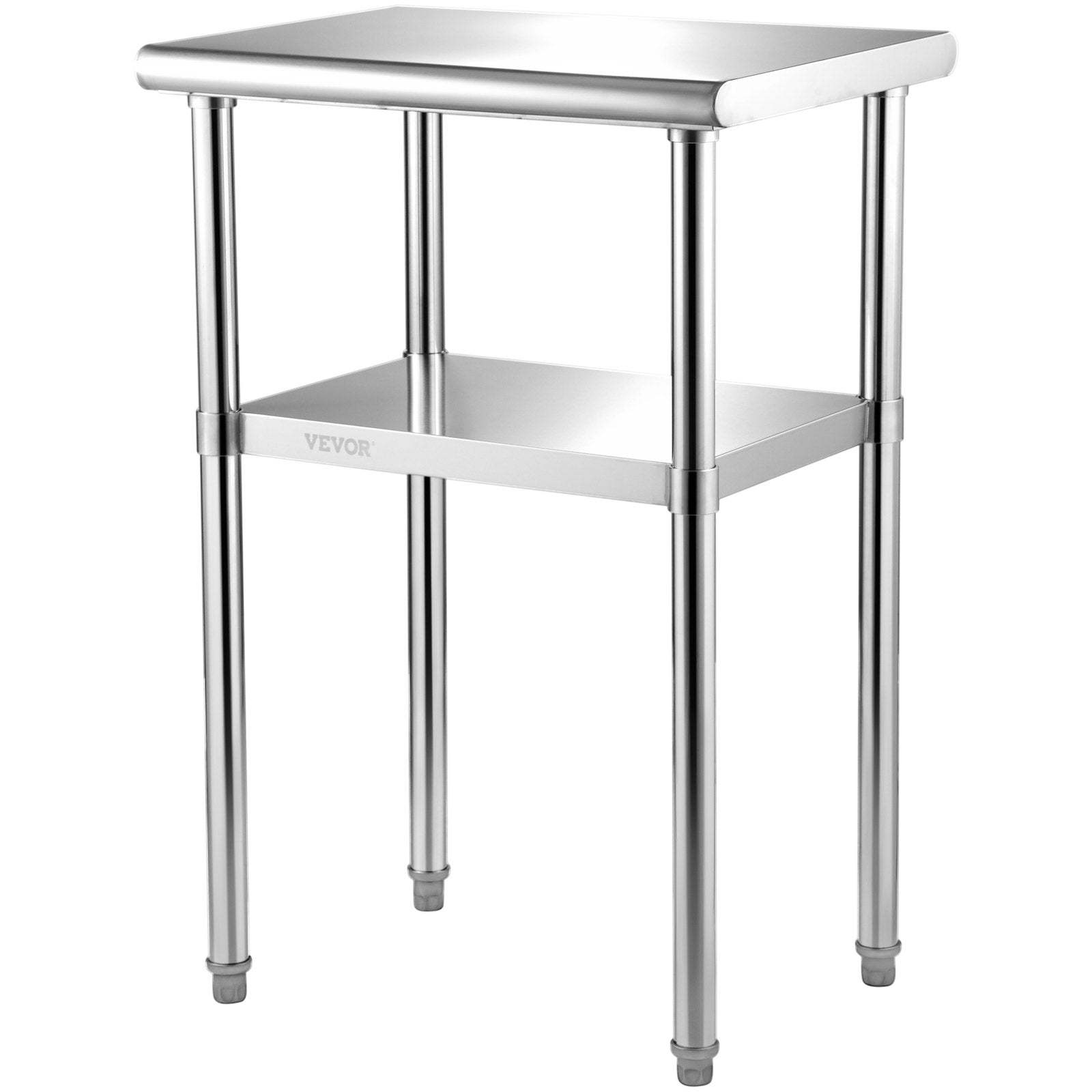 VEVOR nerūsējošā tērauda darba galds, 610 x 457 x 914 mm, 272 kg slodze, ar regulējamu plauktu un kājām