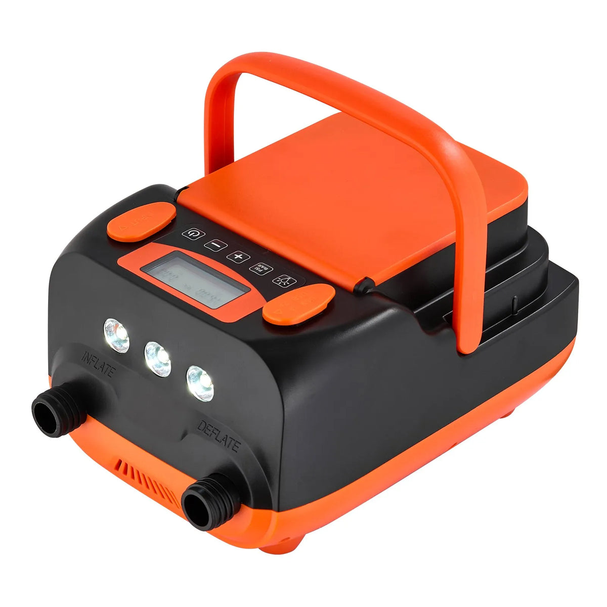 VEVOR SUP dēļa sūknis 20 PSI ar akumulatoru, divpakāpju piepūšanu un iztukšošanu, automātisku izslēgšanos, 12 V DC auto pieslēgumu un LED apgaismojumu piepūšamām laivām, teltīm un matračiem