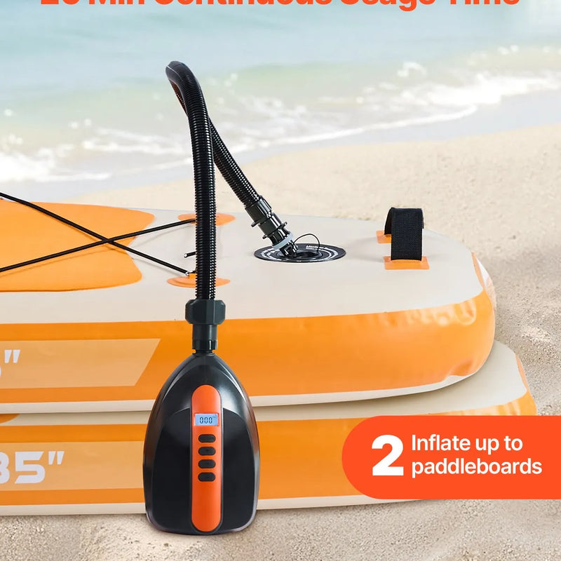 VEVOR SUP dēļa sūknis 20 PSI ar 70 l/min piepūšanas ātrumu, automātisku izslēgšanos un 12 V DC auto pieslēgumu piepūšamiem dēļiem, teltīm un matračiem