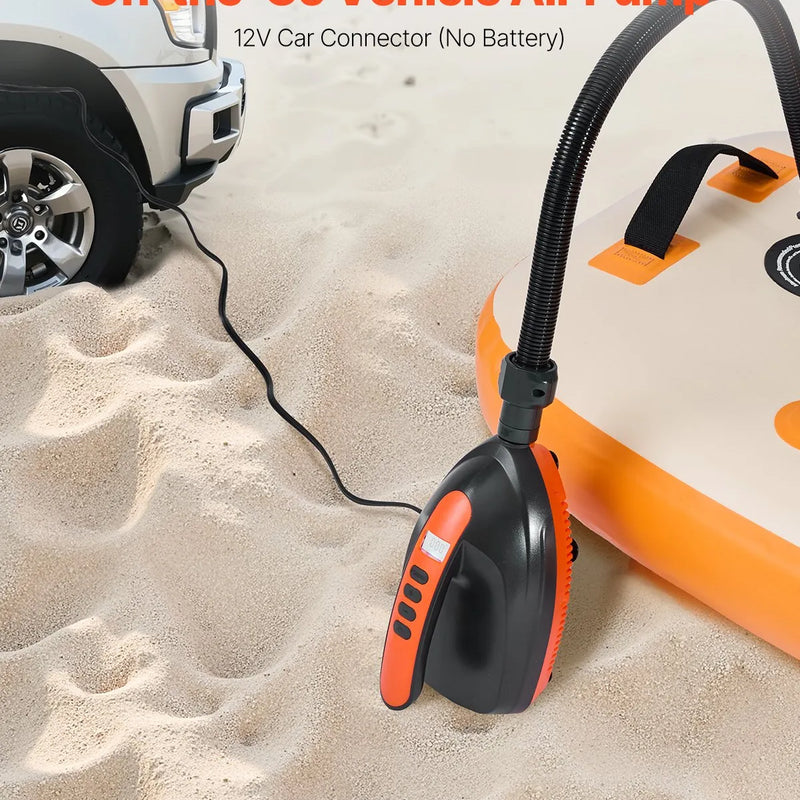VEVOR SUP dēļa sūknis 20 PSI ar 70 l/min piepūšanas ātrumu, automātisku izslēgšanos un 12 V DC auto pieslēgumu piepūšamiem dēļiem, teltīm un matračiem