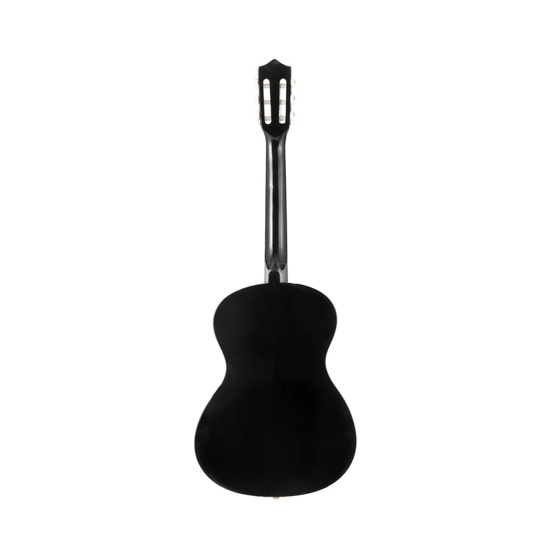 VEVOR klasiskā ģitāra, 960 mm, koka ģitāras starterkomplekts iesācējiem ar neilona stīgām, pārnēsājamo somu, siksnu, skaņotāju, papildu stīgām, mediatoriem un kapo; liepas koks, piemērota pusaudžiem, pieaugušajiem un studentiem, melna