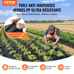 VEVOR nezāļu barjeras ainavu audums, 1 × 50 m smagās klases dārza nezāļu audums, austs PP nezāļu kontroles audums, piebraucamā ceļa audums, ģeotekstila audums ainavu veidošanai, zemes segums, nezāļu bloķēšanas paklājs, melns