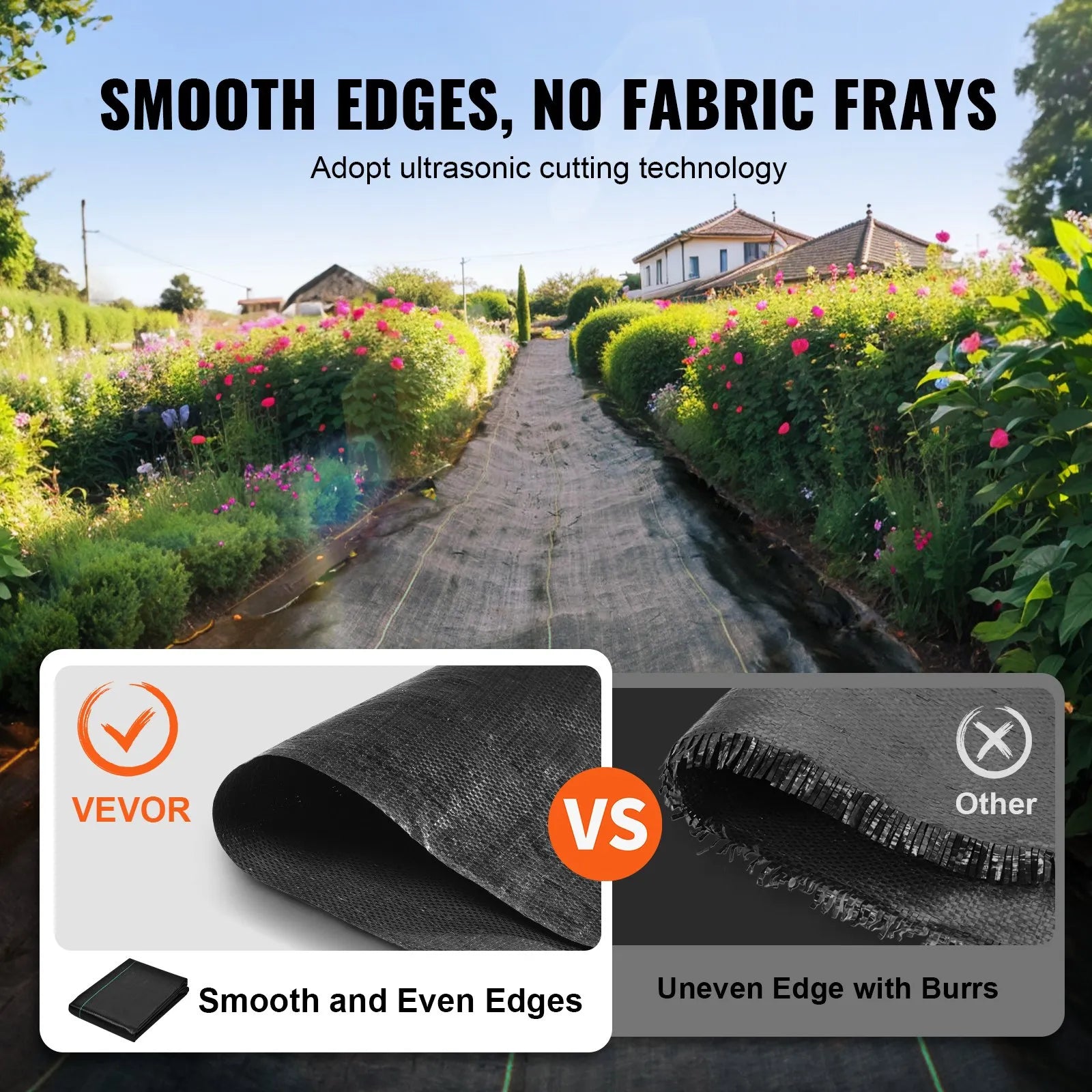 VEVOR nezāļu kontroles ainavu audums, 0,9 x 30,5 m izturīgs dārza nezāļu audums, austs PP nezāļu kontroles audums, piebraucamā ceļa audums, ģeotekstils ainavu labiekārtošanai, zemes pārklājs, nezāļu bloķēšanas paklājs, melns