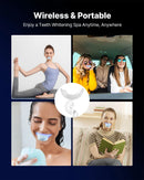 VEVOR zobu balināšanas komplekts ar LED gaismu, 32 LED paātrinātājgaismas, balināšanas sloksnēm, pildspalvām un gēla šļircēm, U veida uzgali, pārnēsājams bezvadu komplekts noturīgu traipu ātrai un efektīvai noņemšanai