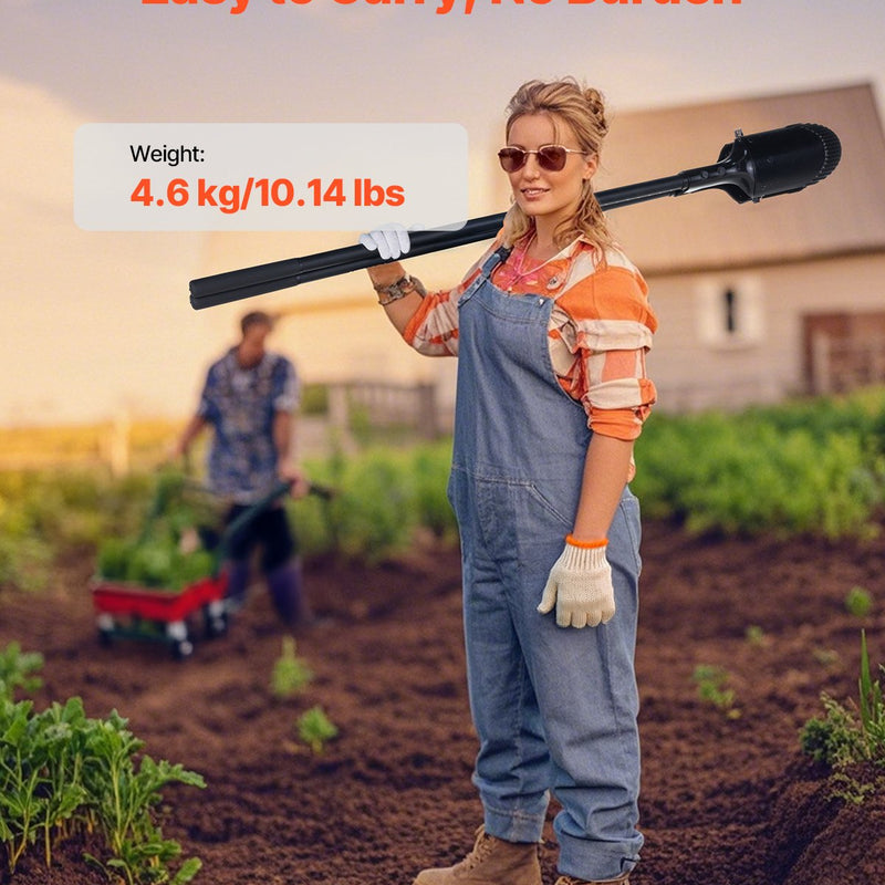 VEVOR cauruma rakšanas lāpsta ar stiklašķiedras kātu un mēroga atzīmēm, 1460 mm