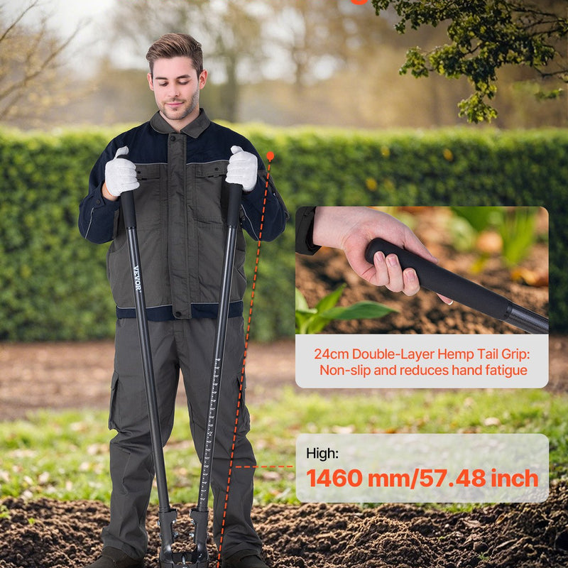 VEVOR posteņa urbšanas rīks ar oglekļa tērauda rokturi, mēroga atzīmēm, 146 cm urbis