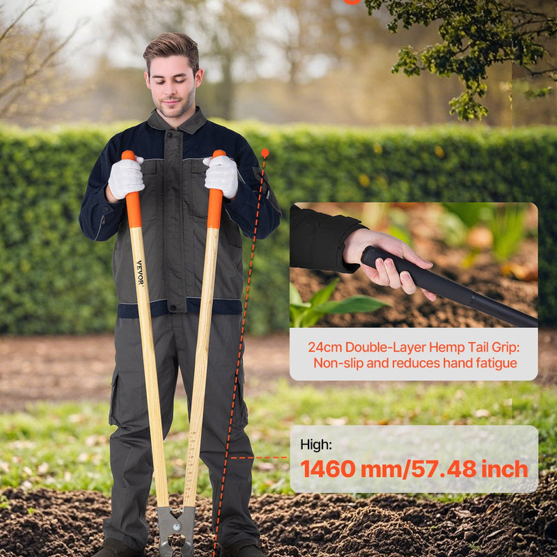 VEVOR caurumu rakšanas instruments ar koka rokturi un mērogu atzīmēm, 146 cm caurumu rakšanas instruments