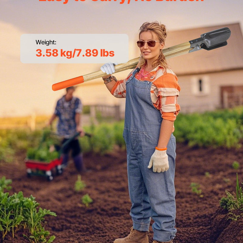 VEVOR caurumu rakšanas instruments ar koka rokturi un mērogu atzīmēm, 146 cm caurumu rakšanas instruments