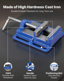 VEVOR urbjpreses skrūvspīles ar 102 mm žokļu platumu, pārnēsājamas darbagalda skrūvspīles ar rievotu pamatni vieglai uzstādīšanai, izturīgs čuguna korpuss, piemērotas kokapstrādei, metālapstrādei, urbšanai un griešanai